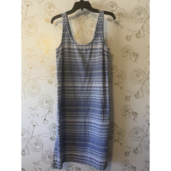 Marine Layer Dress Size Medium Striped Midi Knee Length Blue Pink Cotton 024 - Picture 3 of 5